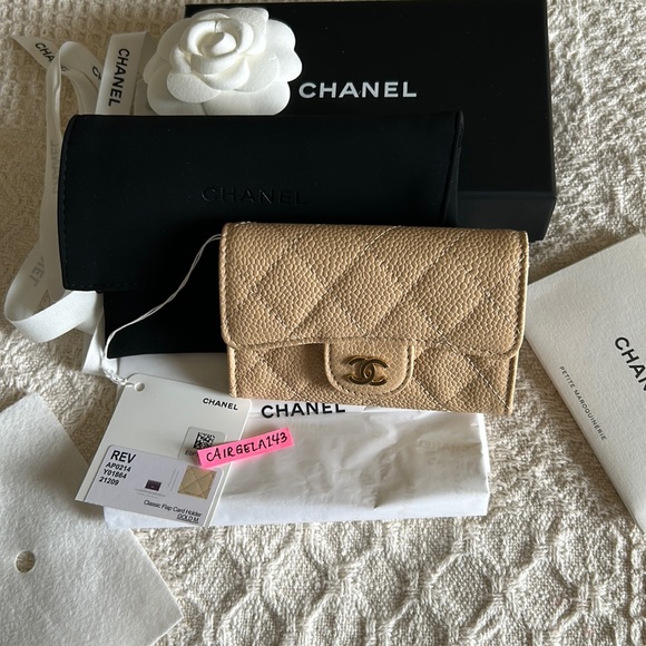 Chanel Flap Card Holder Caviar Beige REV - Picture 5 of 15